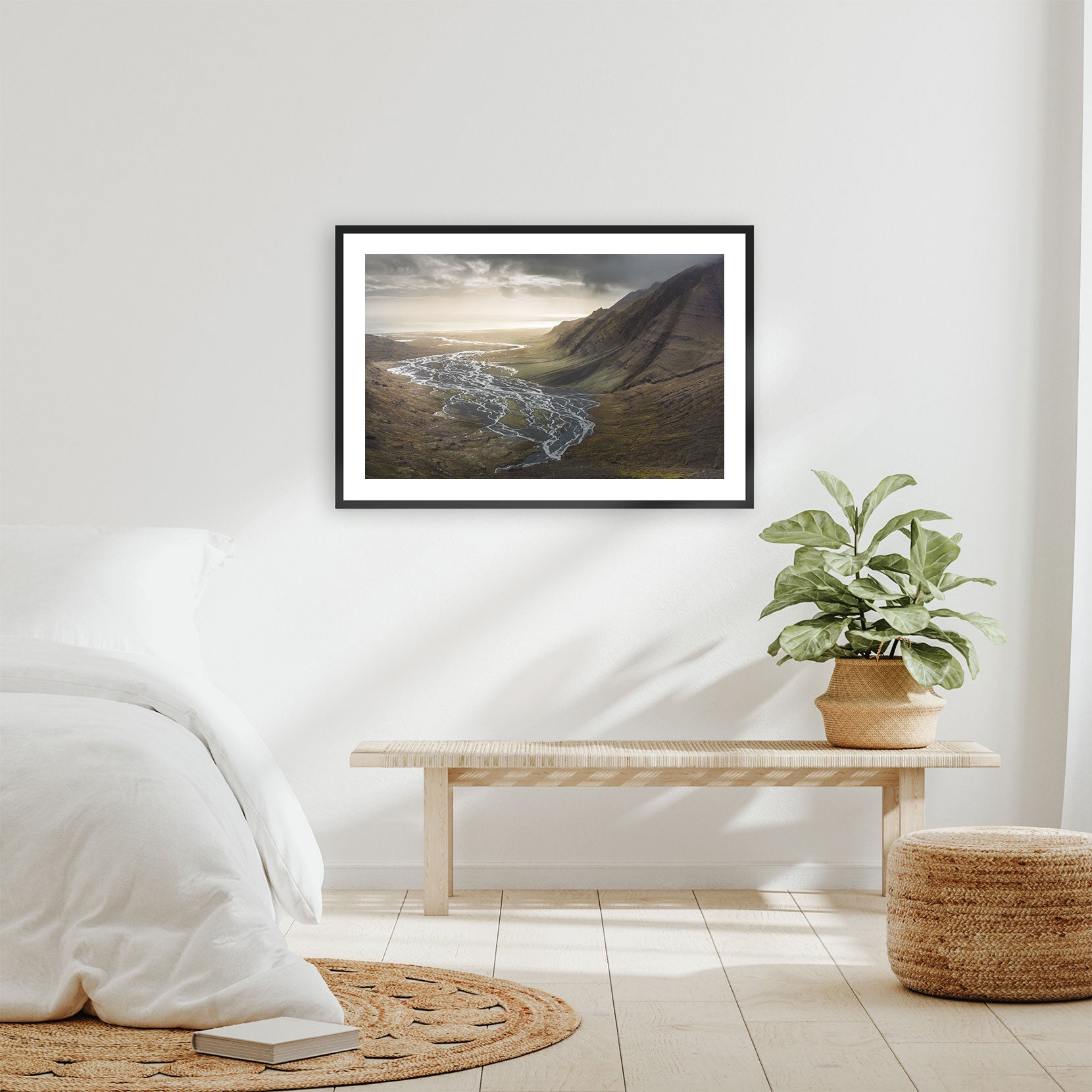 A framed print of a valley in the south of Iceland